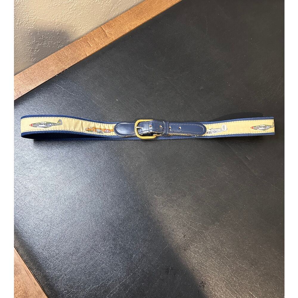 Vintage Canvas Airplane Mens Belt, Size 38